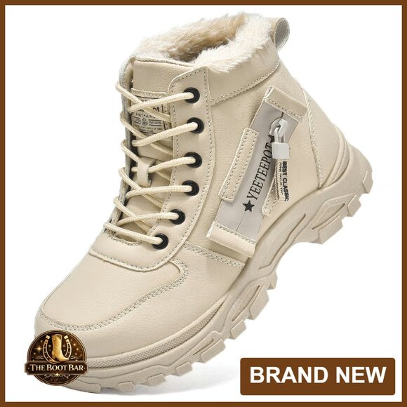 Shoes - Women's Waterproof Snow Boots with Fur Lining Anti-Slip Winter Ankle Boots